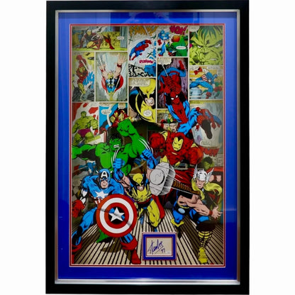Stan Lee deluxe framed Marvel autograph art print with black frame
