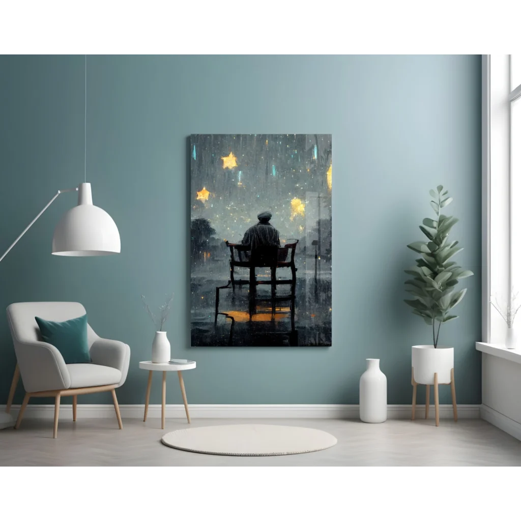 Starry Rain Night Wall Art Canvas Print for Your Space | Contemporary Home Wall Art | vintageantiquesgifts.com