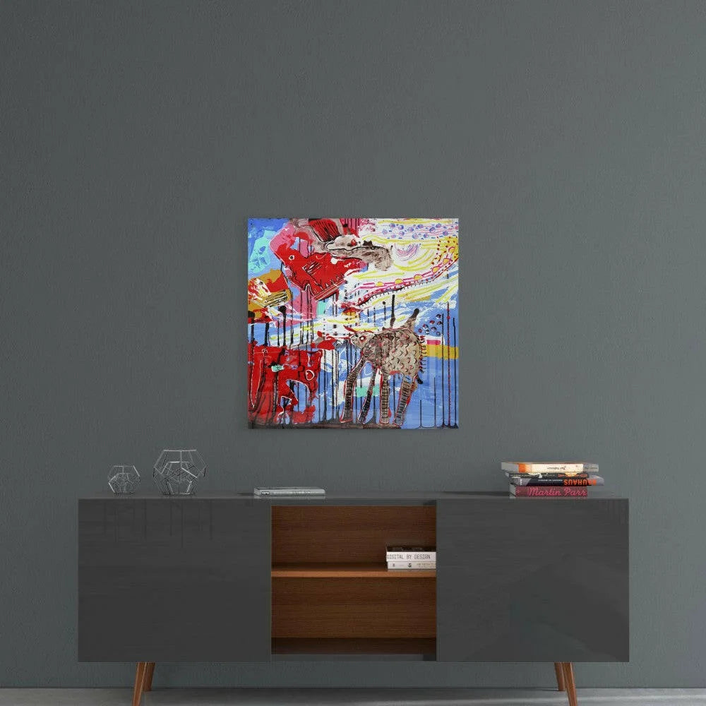 Stunning elephant glass wall art with bold abstract colors