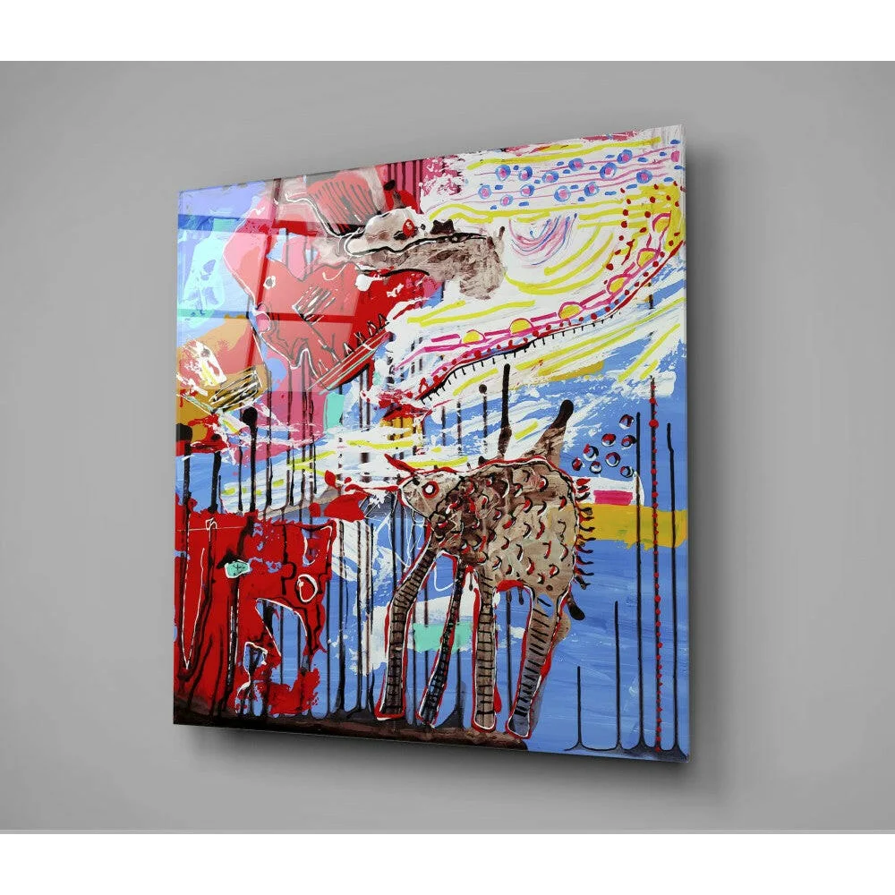 Stunning elephant glass wall art with bold abstract colors
