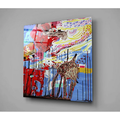 Stunning elephant glass wall art with bold abstract colors