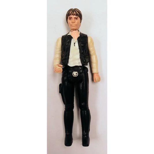 Vintage 1977 Star Wars action figure Han Solo in black vest and pants