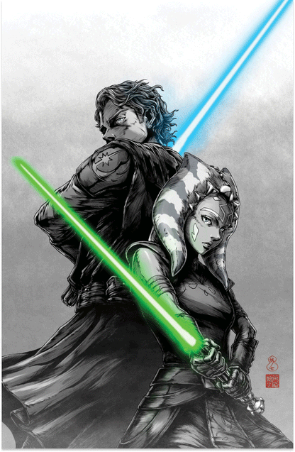 Ahsoka limited edition comic book cover poster with green lightsaber
