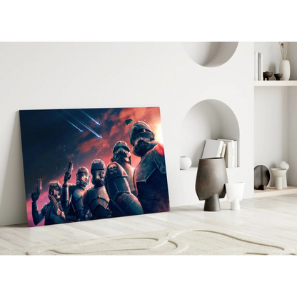 Vibrant Clone Troopers Star Wars canvas wall art with red black sky