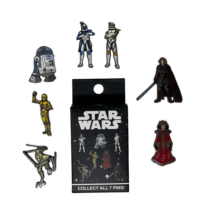 Star Wars blind box enamel pins collection in display box from SWC TOKYO 2025