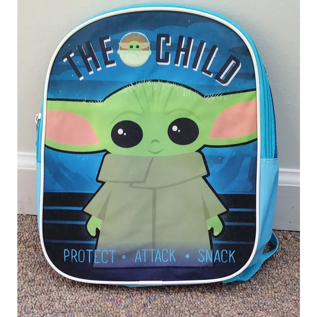 Cute Star Wars mini backpack with Grogu in blue green polyester