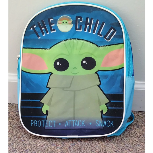 Cute Star Wars mini backpack with Grogu in blue green polyester