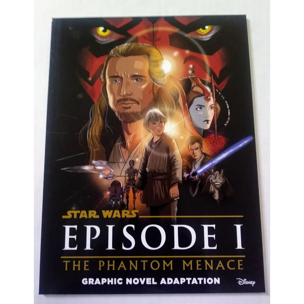 Star Wars Episode I graphic novel cover with black design, white text, red eyes