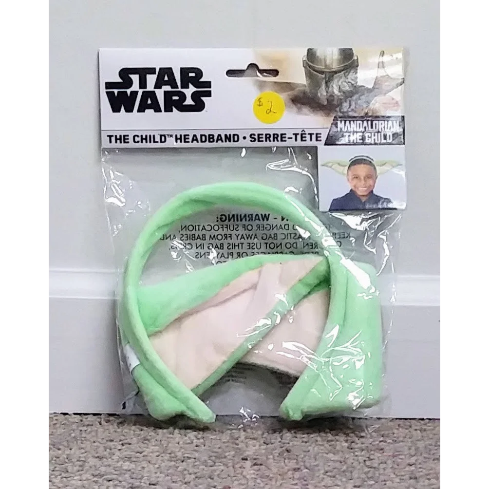 Cute Star Wars headband with The Child in mint green and white soft fabric