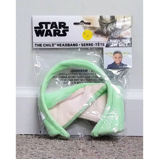 Cute Star Wars headband with The Child in mint green and white soft fabric
