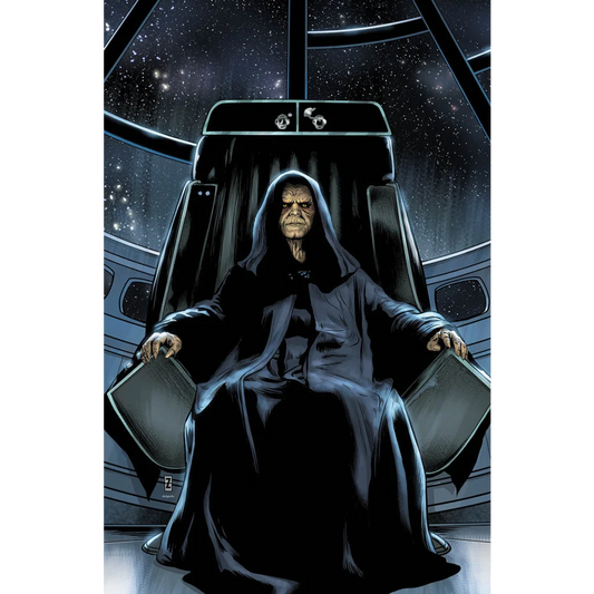 Star Wars Hidden Empire comic cover with Palpatine on throne in dark robe