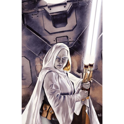 Star Wars High Republic comic book featuring a cloaked figure with double-bladed lightsaber