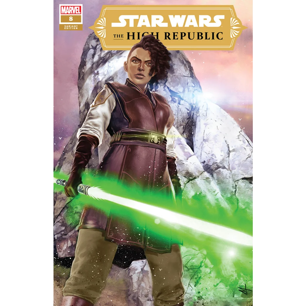 Star Wars High Republic comic with character wielding a green lightsaber, epic cover
