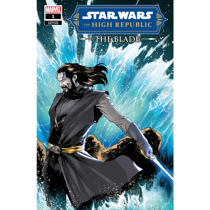 Star Wars High Republic Porter Engle comic cover with Jedi wielding blue lightsaber in water