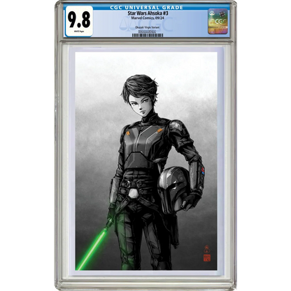 Graded 9.8 Star Wars Ahsoka #3 limited edition comic with green lightsaber