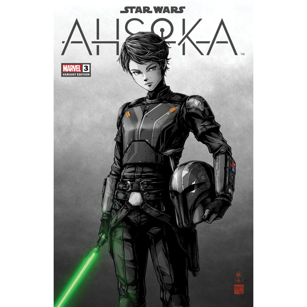 Sleek black and green limited edition Star Wars lightsaber on comic cover issue 3