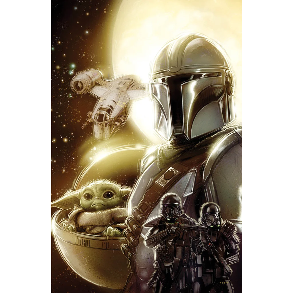 Star Wars Mandalorian Comic Issue 7 Variant Cover with Mandalorian, Grogu, and Razor Crest