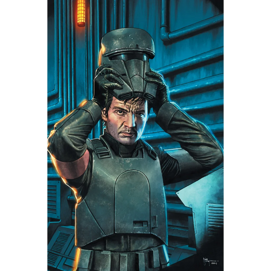 Star Wars Mandalorian Season 2 Unknown Comics Mico Virgin Variant man in armor holding helmet