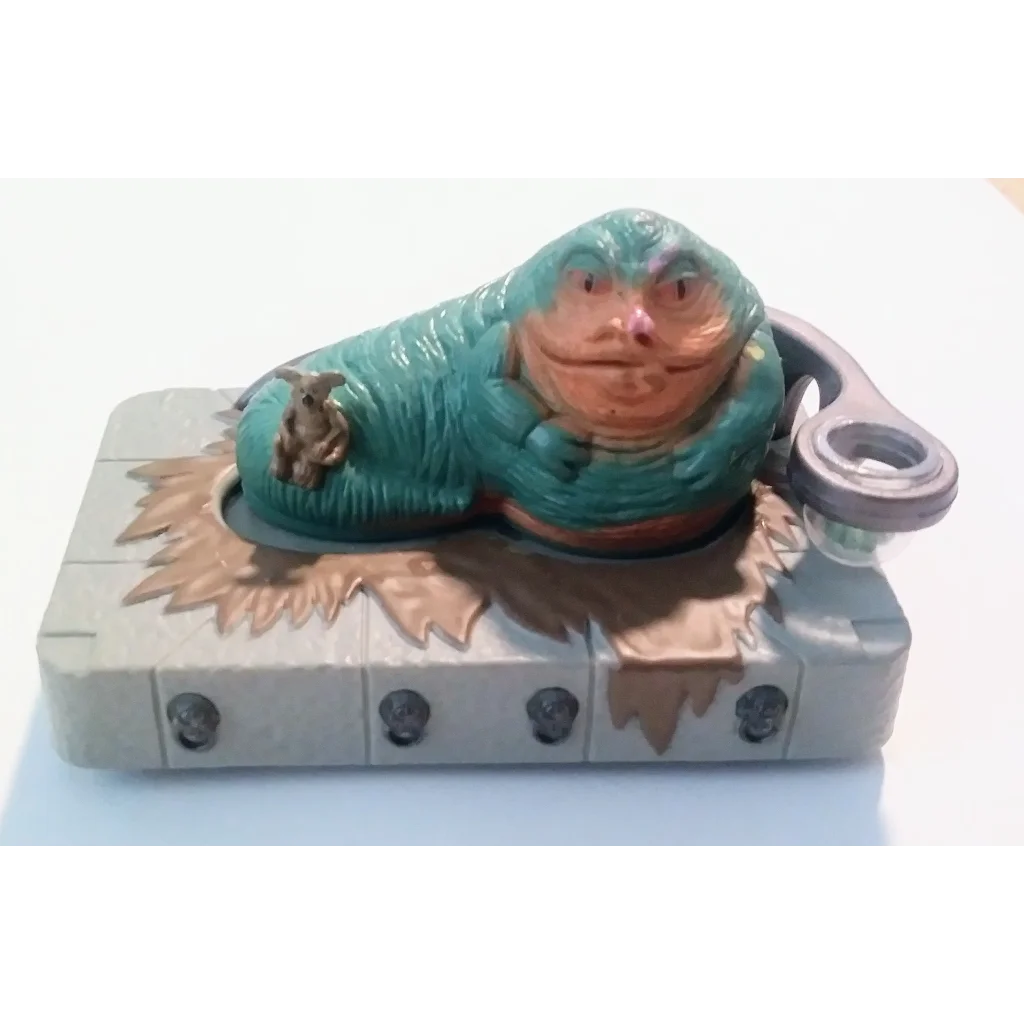 Vintage Star Wars Micro Machines Jabba the Hutt figure with green beige body and red scarf on gray base