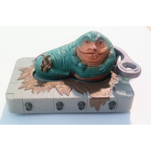 Vintage Star Wars Micro Machines Jabba the Hutt figure with green beige body and red scarf on gray base