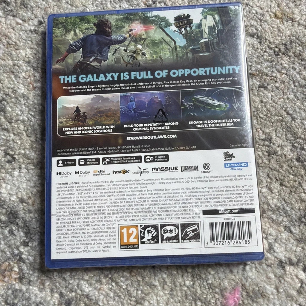 Star Wars Outlaws PS5 blue plastic case back, new sealed