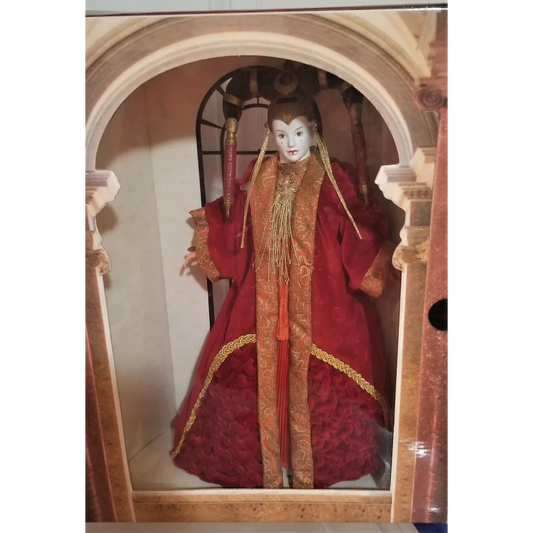 Queen Amidala red senate gown in Star Wars, embroidered silk dress