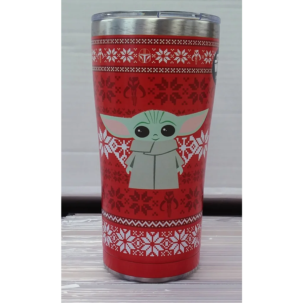Red Star Wars Baby Yoda holiday sweater tumbler