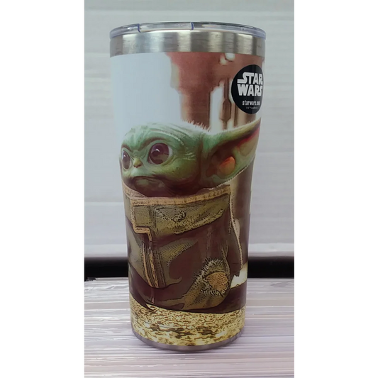20 oz Star Wars Grogu Tervis tumbler with gold accents and Baby Yoda design