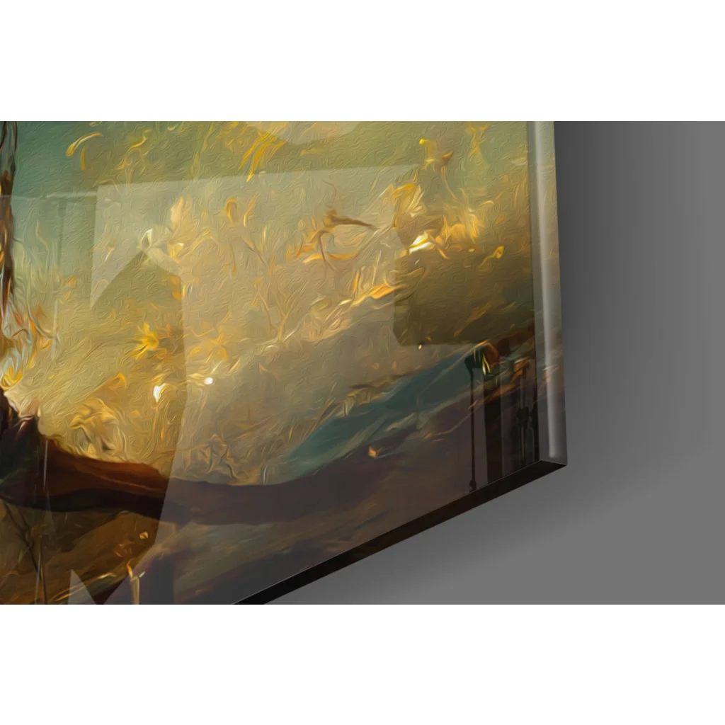 Yellow floral Starry Night Meditation abstract wall art print