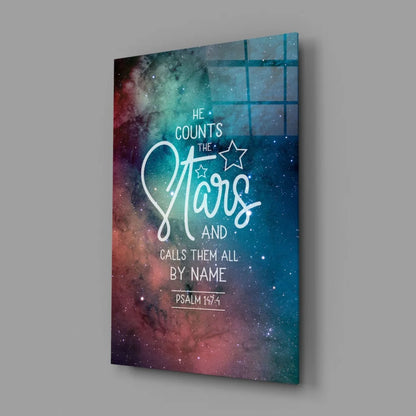 Cosmic nebula canvas wall art with Psalm 139:4 stars quote