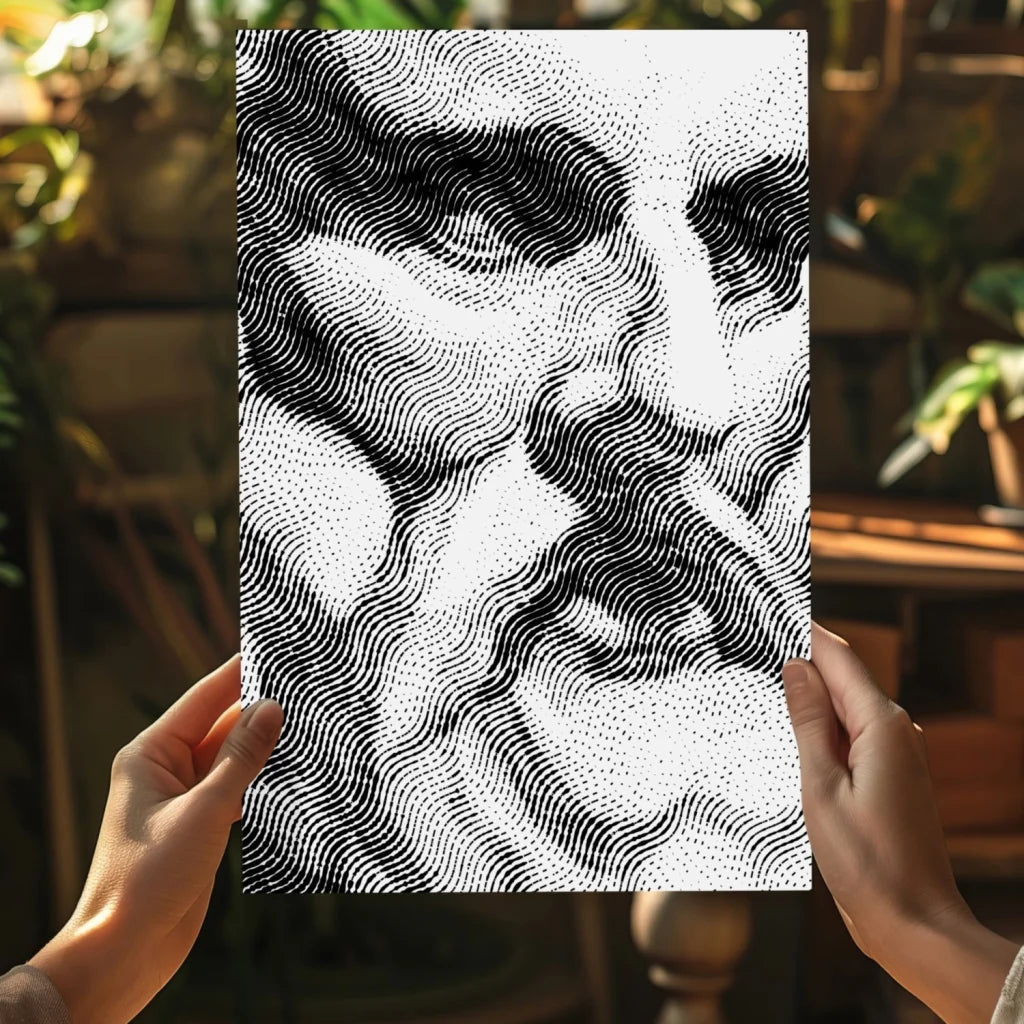 Black and white halftone mans face on insigne aluminum print