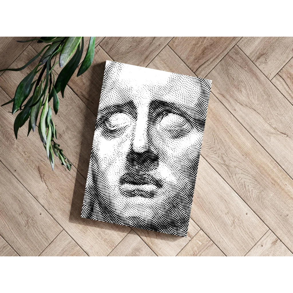 Black and white abstract portrait on Insigne aluminum prints with concentric waves