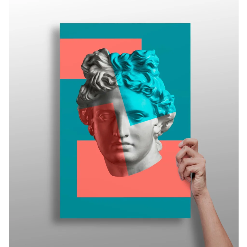 Split Face Sculpture Insigne Aluminum Prints Pop Art | Insigneart USA | vintageantiquesgifts.com