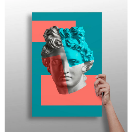 Split Face Sculpture Insigne Aluminum Prints Pop Art | Insigneart USA | vintageantiquesgifts.com
