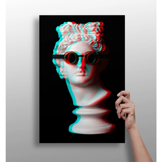 Retro Bust with 3D Glasses Insigne Aluminum Print | Insigneart USA | vintageantiquesgifts.com