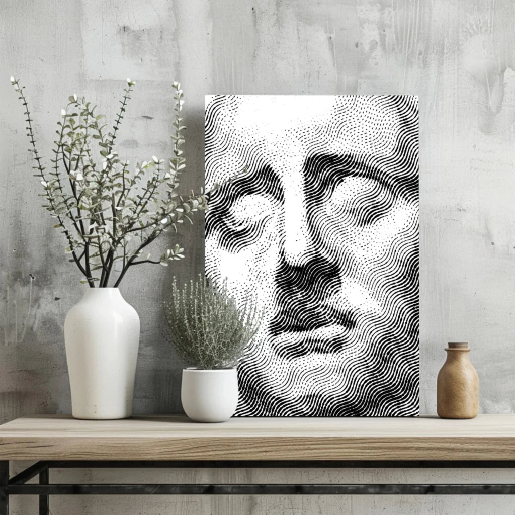 Serene black and white wave portrait on Insigne aluminum prints
