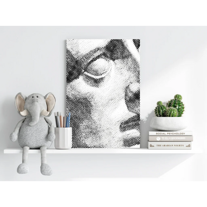 Stylized wavy halftone portrait on Insigne aluminum prints