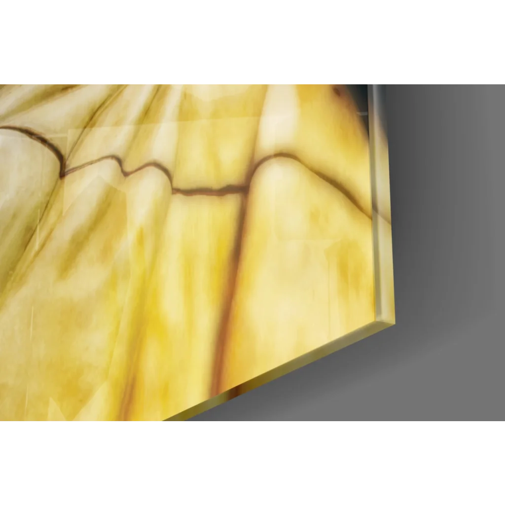 Golden Statue of Liberty glass wall art with yellow stained hues