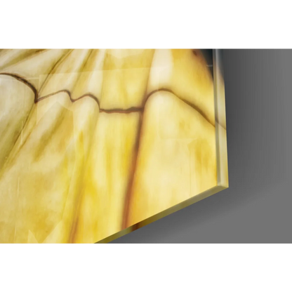 Golden Statue of Liberty glass wall art with yellow stained hues