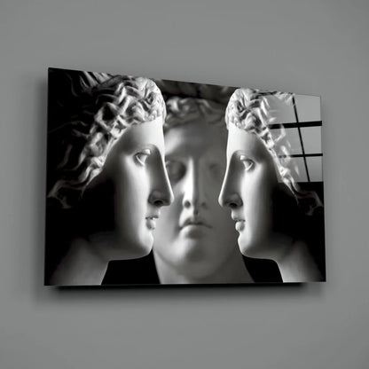 Triple Classical Marble Busts Canvas Wall Art | Glass Wall Art Print | vintageantiquesgifts.com