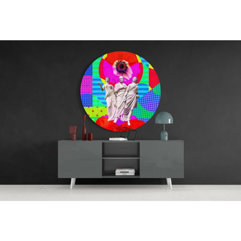 Psychedelic Pop Art Tempered Glass Wall Masterpiece | Contemporary Home Wall Art | vintageantiquesgifts.com