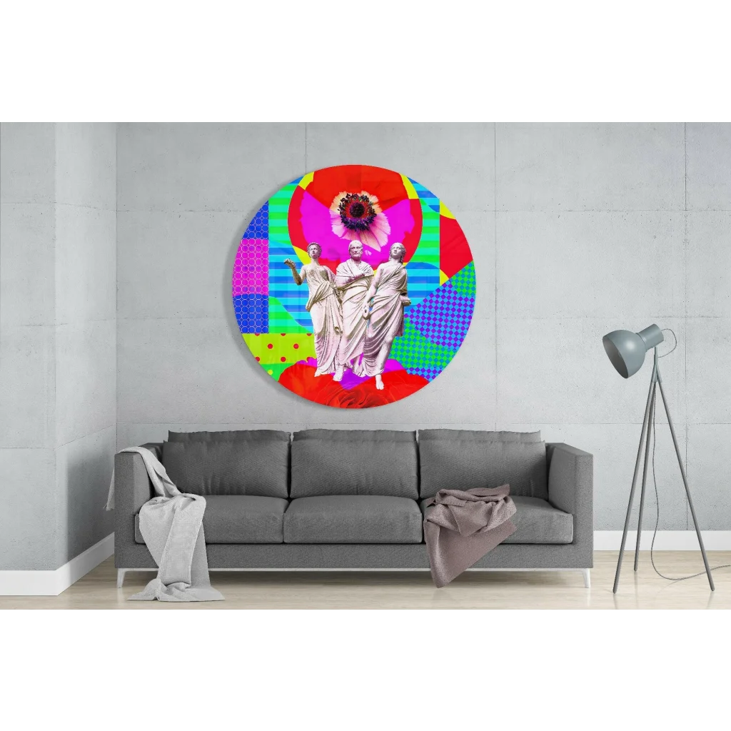 Psychedelic Pop Art Tempered Glass Wall Masterpiece | Glass Wall Art Print | vintageantiquesgifts.com