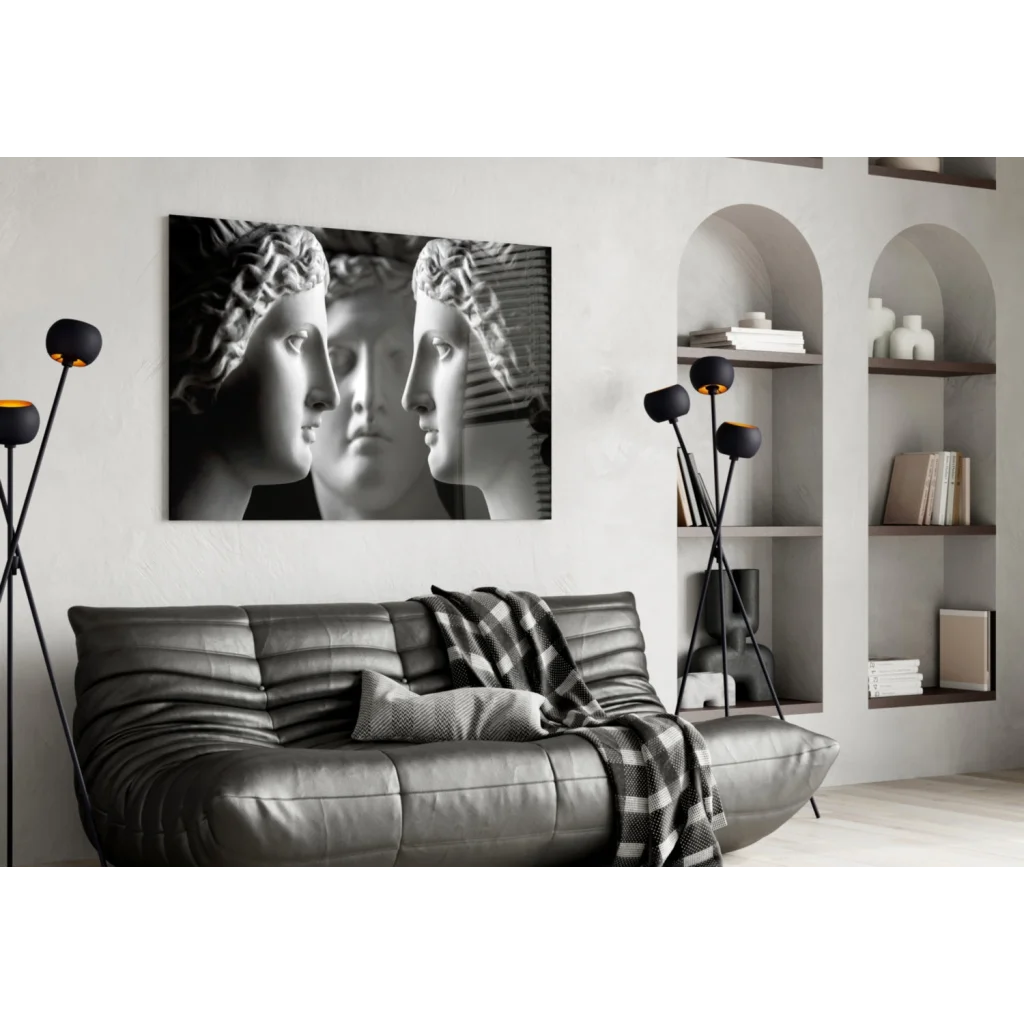 Triple Classical Marble Busts Canvas Wall Art | Contemporary Home Wall Art | vintageantiquesgifts.com