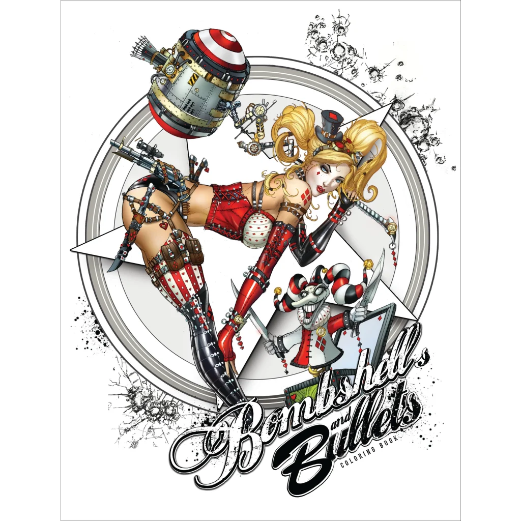 Steampunk Harley Quinn in red black outfit digital art