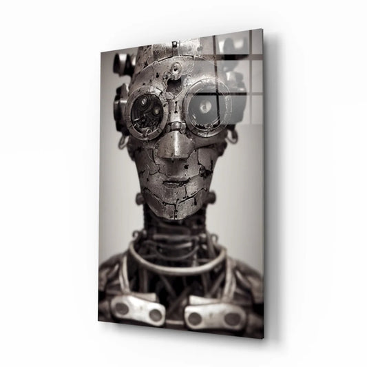 Steampunk robot bust wall art with goggles and gears