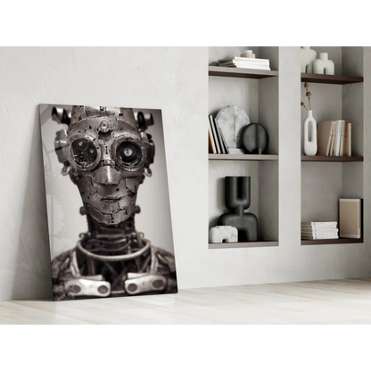 Steampunk robot canvas wall art with mechanical gears