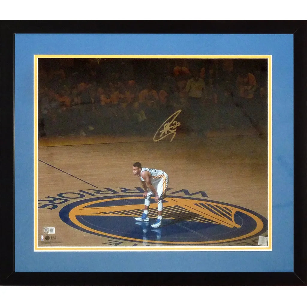 Stephen Curry autographed Golden State Warriors center court deluxe framed photo