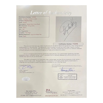 Stephen King autographed Misery first edition with JSA COA