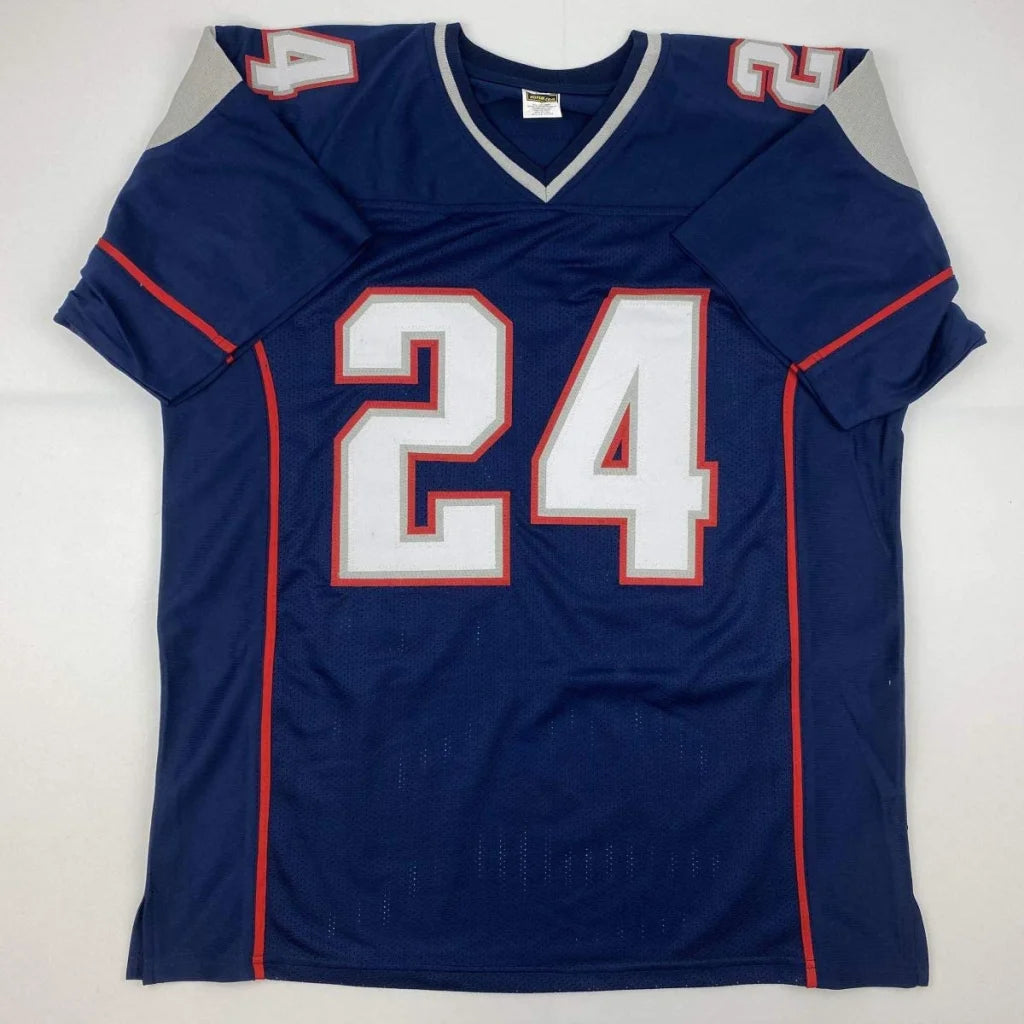 Blue Stephon Gilmore custom jersey with number 24, perfect for professional sports fans