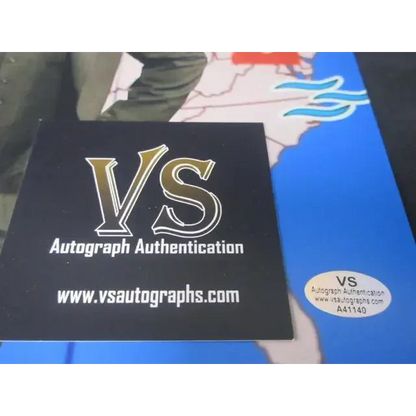 Black authenticity card and circular sticker for Steve Carell Anchorman office signed photo